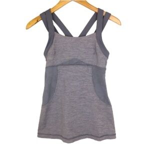 Lululemon Women’s Tank Top Chaturanga Mesh Panels Crisscross Back Purple